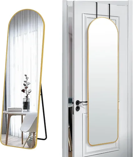 Miniatura 11 de SCWF-GZ 47x14 Espejo de longitud completa para colgar en la puerta trasera o montar en la pared, con marco de aluminio metálico en arco