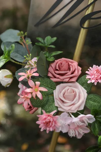Miniatura 6 de YYHUAWU Flores Artificiales Juego de Caja Combinada Color Degradado Flor Hoja con Tallos para Ramos de Boda DIY Centros de Mesa Baby Shower Fiesta