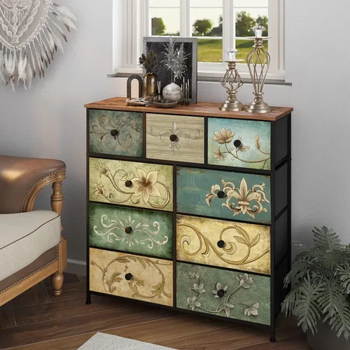 Miniatura 2 de Tohomeor Cómoda con Cajones para Dormitorio Cómoda de Cajones de Tela para Closet, Cuarto de Bebé, Entrada, Perchero de Pie, Soporte de TV para Sala