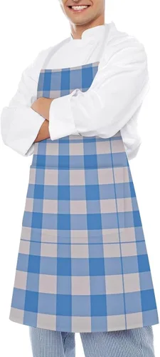 Miniatura 4 de Personalized Blue And White Adult Apron, Kitchen Cooking Aprons for Woman Man, Adjustable Bib Apron with Pocket for Baking, BBQ Crafting Outdoors