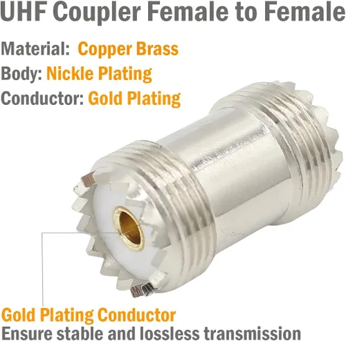 Miniatura 2 de exgoofit Conector de barril SO239, paquete de 6 acopladores PL259 UHF hembra a hembra, adaptador coaxial coaxial para antena de radio CB Ham