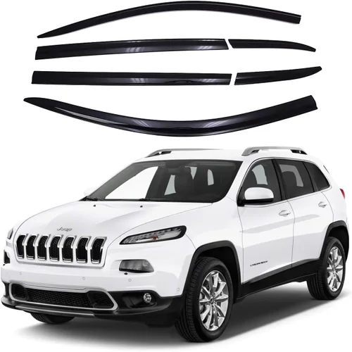AUTOCLOVER - Juego de 6 protectores de lluvia con cinta adhesiva para Jeep Cherokee 2014 2015 2016 2017 2018 2019 2020 2021 2022 2023 2024 / Ahumado