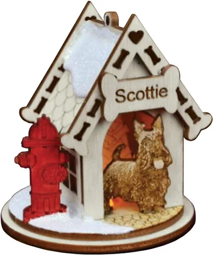 Miniatura 5 de Basset Hound Dog Tea Light Display Adorno de Navidad de madera para árbol de Navidad