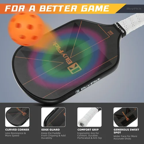 Miniatura 5 de Paleta de pickleball aprobada por USAPA con superficie de fibra de carbono reforzada
