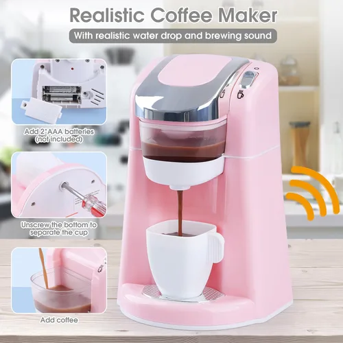 Miniatura 3 de Juegos de cocina de juguete para niños, accesorios de cocina para niños de 4 a 8 años de 3 a 5 años, juguetes para electrodomésticos de cocina, Rosa