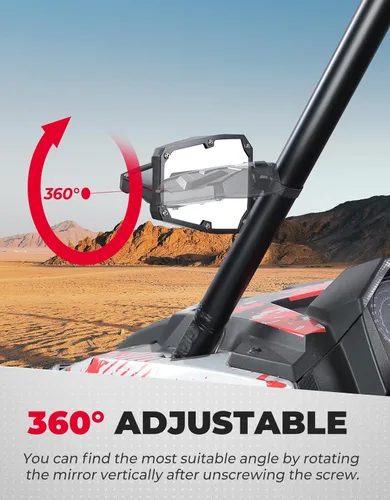 Miniatura 7 de KEMIMOTO UTV Espejos Laterales Espejos UTV de Vista Lateral para Jaula de Rodillo Redonda de 1.5-1.875 Pulgadas (SIN GANANCIA) SXS Compatible
