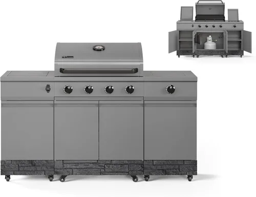Miniatura 14 de Tytus Fresno - Parrilla de isla de propano o gas natural de 5 quemadores - Área de cocción de 864 pulgadas cuadradas, parrilla de 48,000 BTU