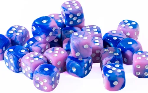 Miniatura 31 de Paquete de 25 dados D6 de 0.472 pulgadas, colección a juego de 6 dados con pipas (granito amarillo y negro)
