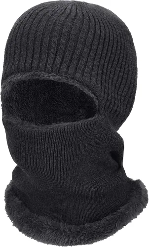 Miniatura 7 de Pasamontañas de punto calentador resistente al viento sombrero que cubre la cara para hombres mujeres forro polar deportes al aire libre