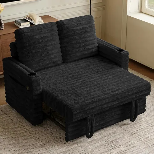 Miniatura 12 de Wrofly Sofá cama convertible 3 en 1, sofá cama extraíble para sala de estar con bolsillos laterales y almohadas extraíbles, respaldo ajustable, sofá