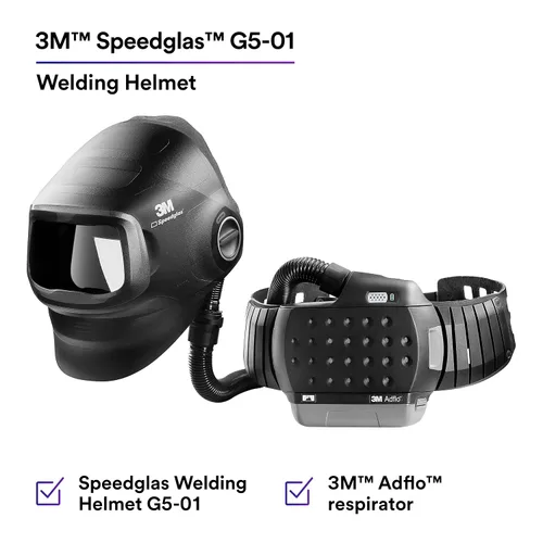 Miniatura 3 de Casco de soldadura 3M Speedglas G5-01 y conjunto PAPR Adflo de alta altitud, sin ADF, resistente con visera abatible, diseño compacto con suspensión