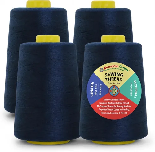 Miniatura 85 de Mandala Crafts 4 Pack of Serger Threads Cones Spools - 20S/2 24000 Yards Polyester Baby Blue Threads for Sergers Machine and Overlock Quilting