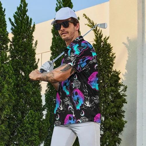 Miniatura 4 de Camisas de golf divertidas para hombre, camisas polo hawaianas de los años 80, camisas polo divertidas hawaianas para playa, verano, golf