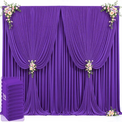 Miniatura 41 de 20 pies x 12 pies Cortinas de Telón de Fondo Azul Bebé Sin Arrugas para Bodas y Fiestas, Telón de Fondo de Tela Azul, Cortinas para Bodas
