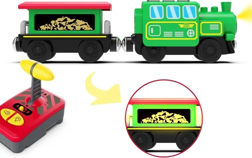 Miniatura 3 de Accesorios de pista de tren de madera, tren de locomotora a batería, tren de control remoto para niños pequeños, potentes vehículos de tren de motor