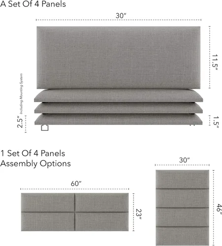Miniatura 145 de Vant - Paneles tapizados para pared - Cabeceros montados en la pared tamaño King/Cal King - Cuero vintage blanco tórtola - Twin/King - Juego de 4