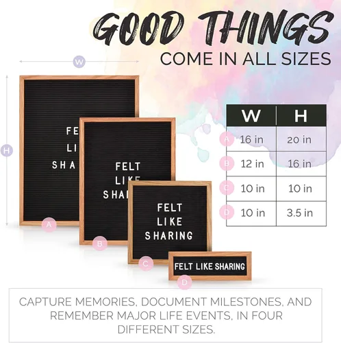 Miniatura 3 de Felt Like Sharing Tablero de letras cuadrado (fieltro negro, 10 x 10 pulgadas), tablero de mensajes intercambiable con 3 juegos de letras de tablero