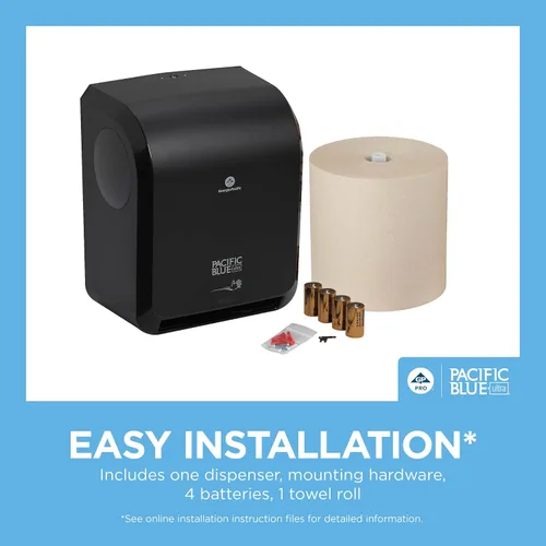 Miniatura 5 de Pacific Blue Ultra® Kit de iniciación de dispensador automático de toallas de papel sin contacto de 8 pulgadas de alta capacidad por GP PRO Negro