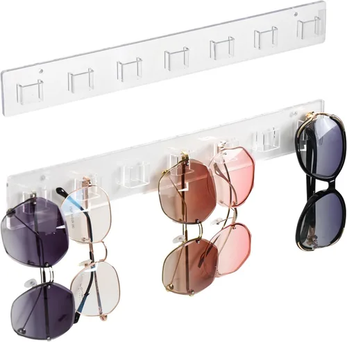 Organizador de lentes de sol, paquete de 2 organizadores acrílicos para lentes de sol, soporte de exhibición de anteojos montado en la pared, Negro