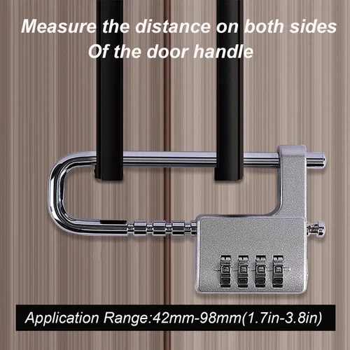 Miniatura 3 de Candado en forma de U de acero inoxidable, código de combinación, bloqueo de grillete largo ajustable para exteriores, escuela, gimnasio, taquillas