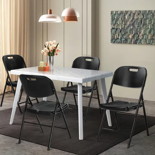 Miniatura 2 de VINGLI Sillas plegables, silla plegable resistente, asiento portátil de plástico HDPE con marco de acero para interiores y exteriores, comedor