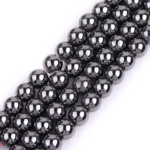 Miniatura 7 de GEM-Inside - Cuentas redondas sueltas de hematita negra natural de 0.079 pulgadas para hacer joyas, 15 pulgadas