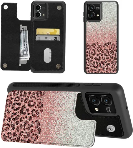 Miniatura 14 de Funda tipo cartera para Moto G Stylus 5G 2023 con soporte para tarjetas, bloqueo RFID, piel sintética, función atril, cierre magnético, funda