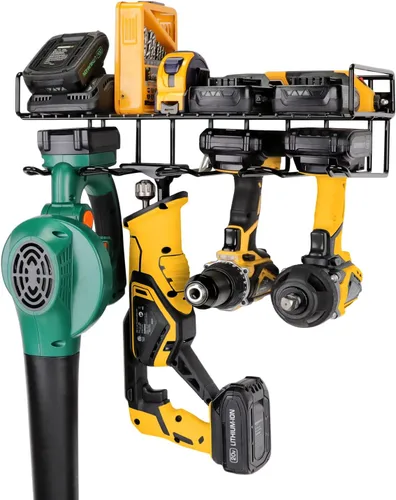 Miniatura 2 de UNITEDPOWER Soporte organizador de herramientas eléctricas montado en la pared, estante de almacenamiento resistente con estante para herramientas