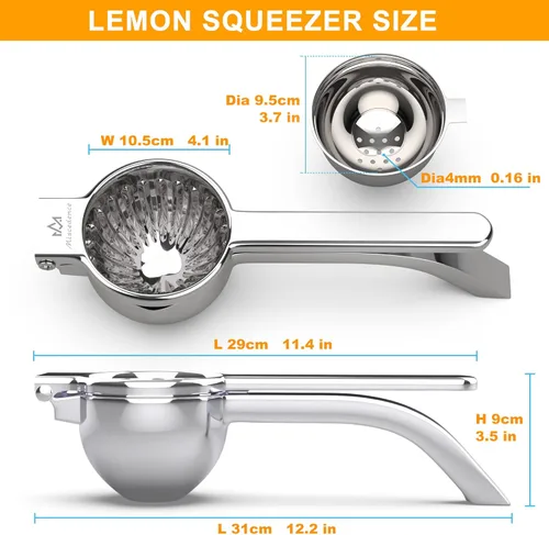 Miniatura 3 de Exprimidor de limón grande, exprimidores manuales de acero inoxidable exprimidor de cítricos de todos los tamaños de frutas pueden exprimir jugo