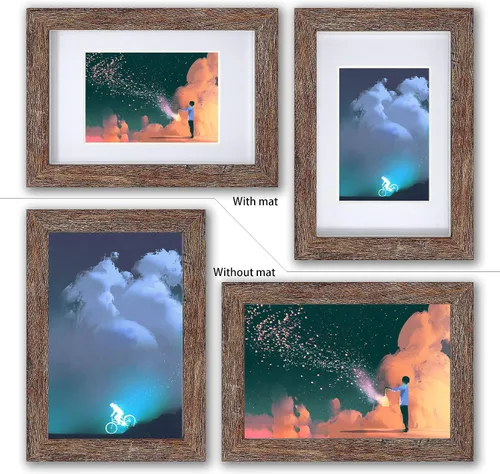 Miniatura 4 de Marco Shadow Box, juego de 4 portarretratos para pared, marcos de fotos rústicos de madera de granja con vidrio templado para galería de pared
