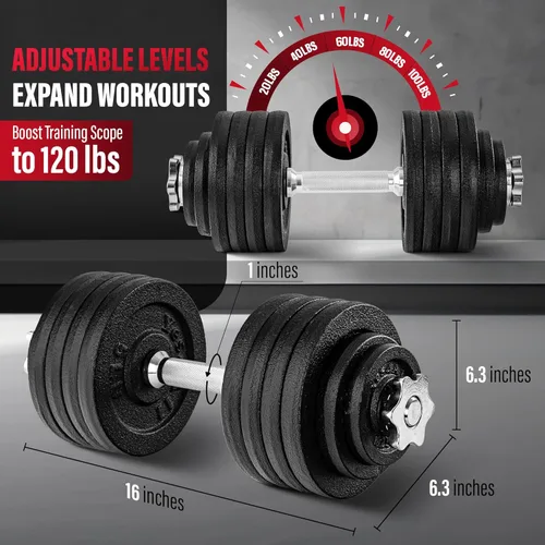 Miniatura 3 de Yes4All Old School Adjustable Dumbbell Set with Weight Plates, Star Lock Collars/Connector, 40lbs to 200lbs Adjustable Weight Plates Set