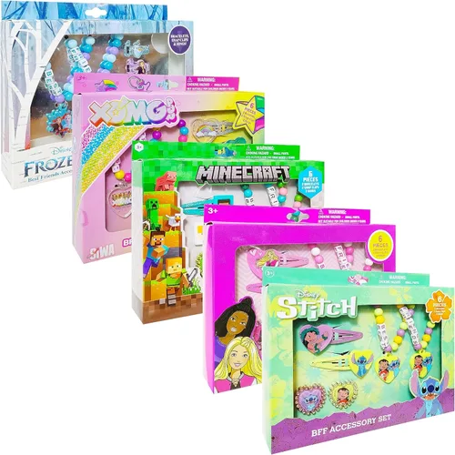 Miniatura 7 de LUV HER Disney Stitch Girls BFF - Juego de 6 piezas de joyero de juguete con 2 anillos, 2 pulseras de cuentas y pinzas para el cabello a presión a