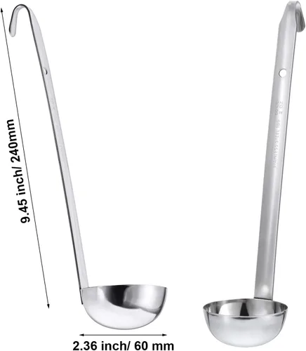 Miniatura 4 de meekoo Cucharón de acero inoxidable con mango de sopa con borde de vertido para cocina, cocina, salsa de sopa (2 onzas)
