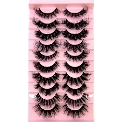 Miniatura 20 de 10 pares de pestañas postizas de visón 3D, hechas a mano, pestañas largas y finas, pestañas naturales para maquillaje de ojos (3-6)