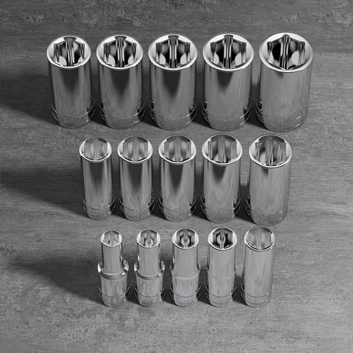Miniatura 6 de Olsa Tools Juego de llaves profundas SAE - 1/2 pulgadas, 18 piezas - 6 puntas cromadas de 3/8" a 1-1/4" y tamaños sin omitir - Juego de llaves