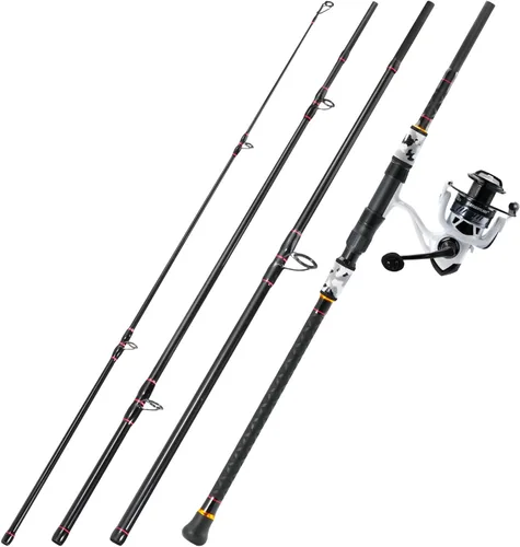 Miniatura 2 de Sougayilang Combo de caña y carrete de pesca de surf, 4 piezas MH/H de agua salada con carrete giratorio de tamaño 5000 (12 pies/15 pies)
