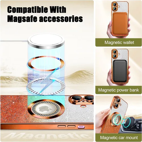 Miniatura 183 de Misscase Funda magnética con purpurina para iPhone 11 compatible con MagSafe, protección completa, delgada, a prueba de golpes, antiarañazos