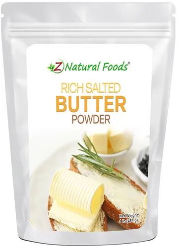 Z Natural Foods Mantequilla en polvo rica en sal, reemplaza la barra de mantequilla desordenada con mantequilla en polvo, mantequilla para hornear