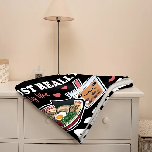 Miniatura 6 de Manta de burbujas Ramen de forro polar, regalo Kawaii para niñas, adolescentes, amantes de los fideos, té de burbujas, 40 x 50 pulgadas, manta