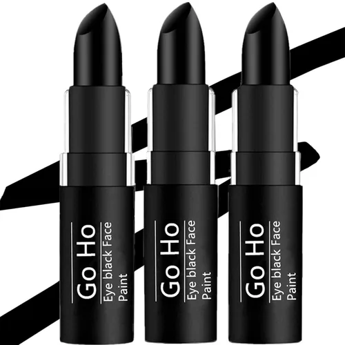 Miniatura 9 de Go Ho Barra de pintura facial negra fácil de colorear, tiras de ojos impermeables para palo de béisbol, accesorios de fútbol, lápiz labial y pintura