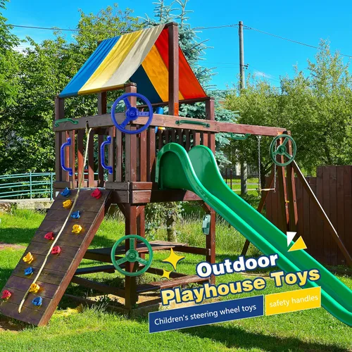 Miniatura 6 de Juego de 6 volantes de plástico para parque infantil, juego de volante, juguetes para niños, casa de juegos, accesorios para casa de árbol