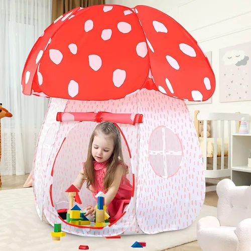 Miniatura 7 de Carpa de juegos para niños con diseño exquisito Pop Up Carpa para interiores y exteriores Casa de juegos para niños y niñas con diseño de hongo Rosa