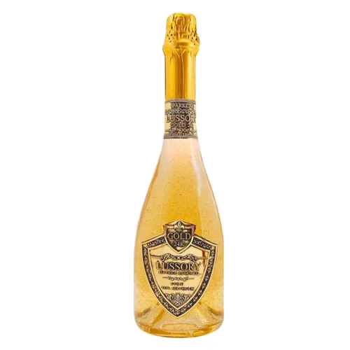 Lussory Premium Gold 24K Agua con Gas Burbujeante Desalcoholizada 0.0% Vino Sin Alcohol de España, Bajas Calorías, Bajo en Azúcar, Halal (750ml, 1