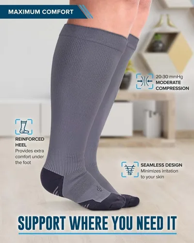 Miniatura 3 de Doctor's Select 3 Pairs Plus Size Compression Socks Wide Calf - Upt o 6XL 20-30 mmHg Compression Socks for Women Wide Calf