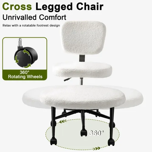 Miniatura 3 de Waleaf Silla ergonómica de oficina con patas cruzadas, silla de TDAH para adultos, silla de meditación ajustable en altura con ruedas, sillas