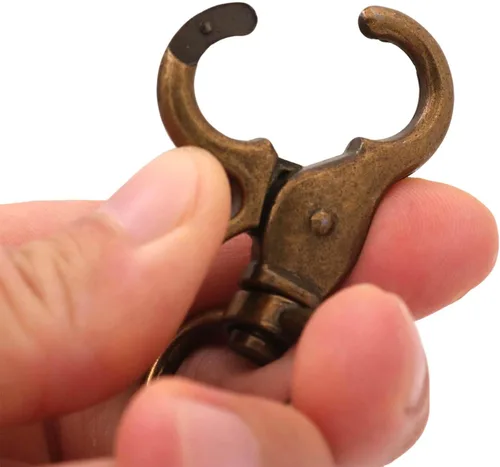 Miniatura 4 de BIKICOCO Gancho giratorio con cierre de pinza de langosta, clip de resorte, extremo ovalado de 1 pulgada, bronce - paquete de 10