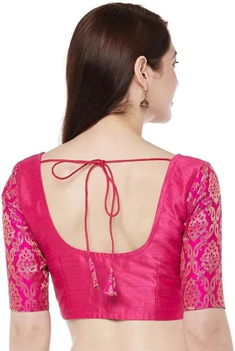 Miniatura 3 de Indian Hawker Blusa de sari con mangas hasta el codo de Bollywood Georgette para mujer