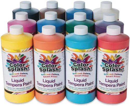 Miniatura 4 de S&S Worldwide Pintura líquida a granel de témpera líquida, juego de 12 en 11 colores brillantes, botellas abatibles de 8 onzas, ideal para artes