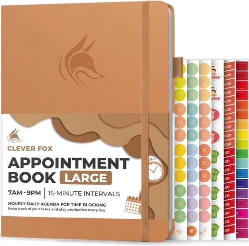 Miniatura 11 de Clever Fox Libro de Citas – Planificador de Horarios por Horas con Incrementos de 15 Minutos – Planificador de Bloques de Tiempo para Trabajo Diario