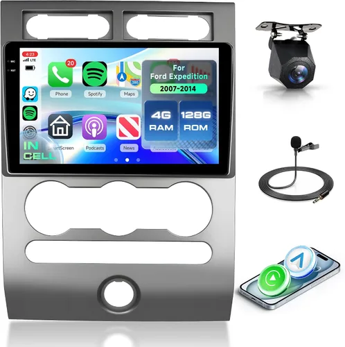 Miniatura 12 de Estéreo de coche Android de 4 núcleos+64G para Ford Expedition 2007-2014 (A/C) inalámbrico Carplay Android Auto, radio de pantalla táctil de 9